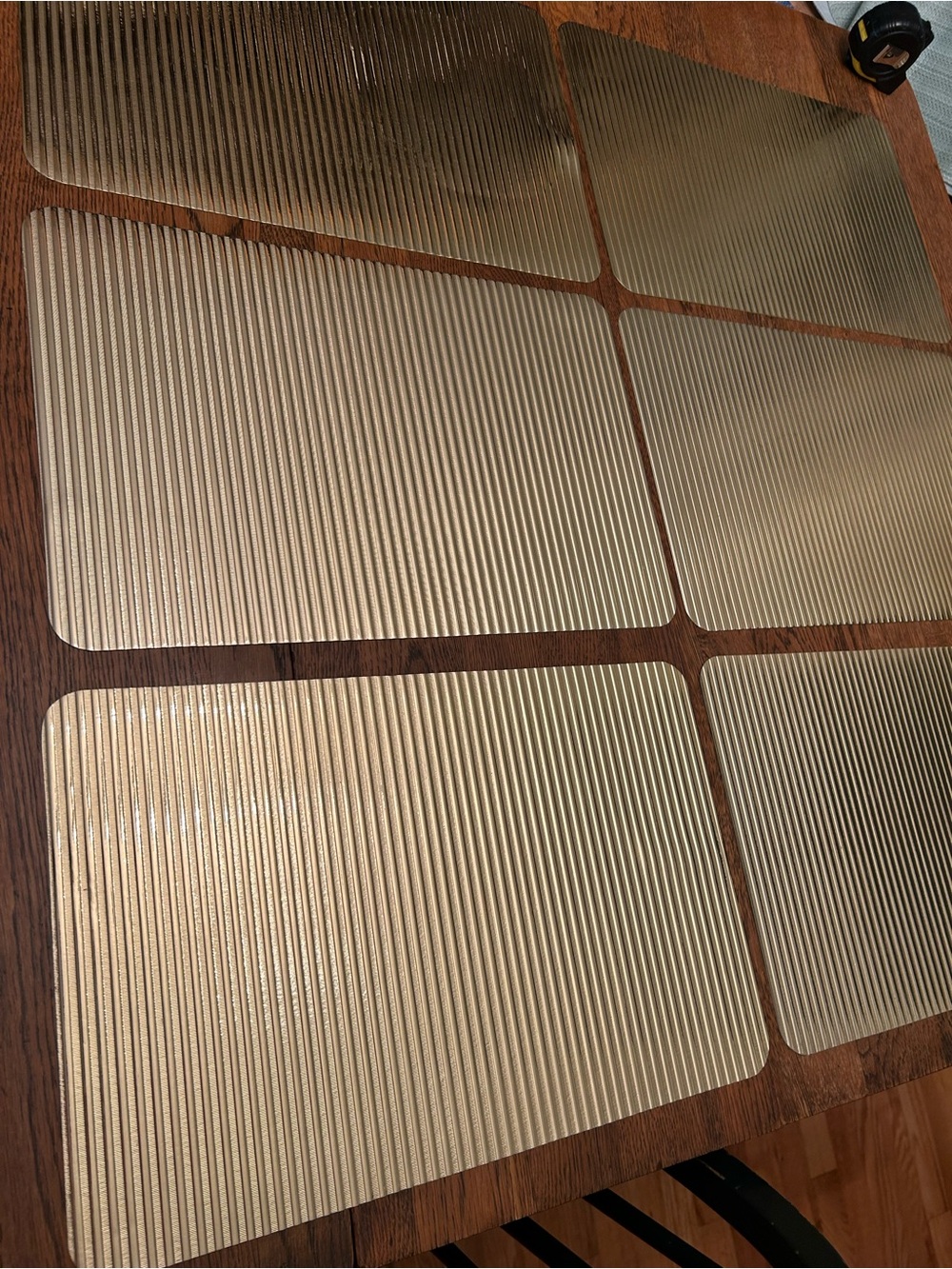Set of 6 Gold Grograined Textured Placemats. Add pizazz to your table. Wipeable.